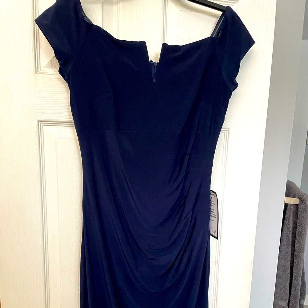Xscape NWT navy blue ruched bodycon dress